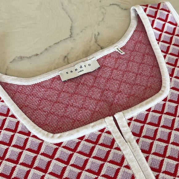 Sandro Matching Set Skirt & Top - Pink/Red Pattern - S - Picture 4 of 13